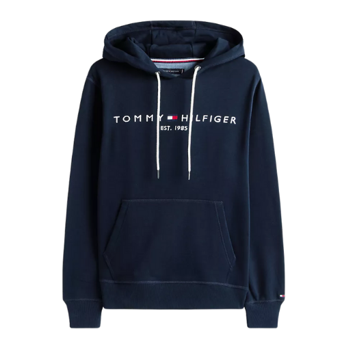 Polera Tommy Hilfiger Azul Capucha Logo Bordado Frontal - Imagen 5