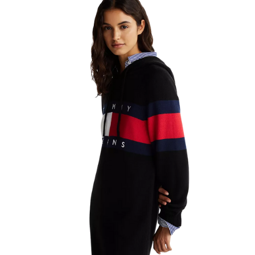 Vestido Tommy Jeans Tipo Suéter Capucha y Logo Bordado - Imagen 2