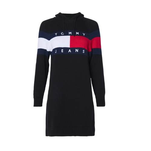 Vestido Tommy Jeans Tipo Suéter Capucha y Logo Bordado - Imagen 5