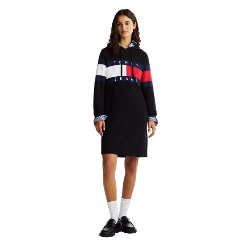 Vestido Tommy Jeans Tipo Suéter Capucha y Logo Bordado - Imagen 3
